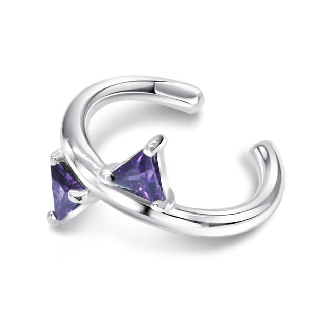 Double Triangle Amethyst Ear Cuff EC-1474