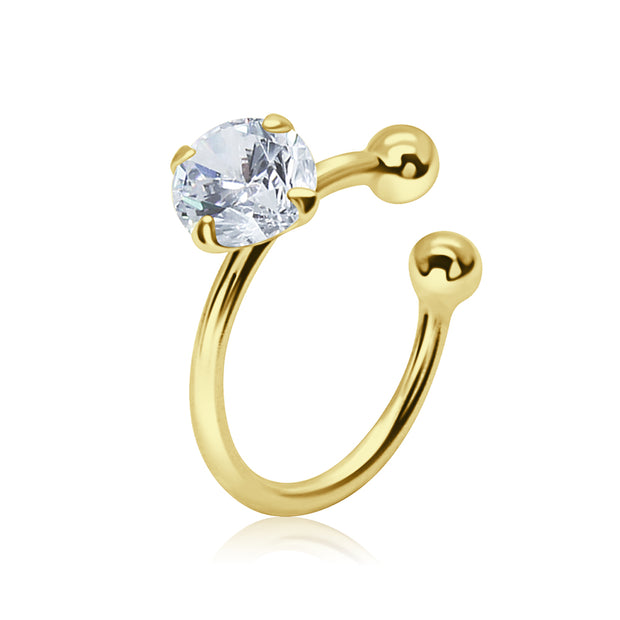 Solitaire CZ Ball-End Ear Cuff EC-1475