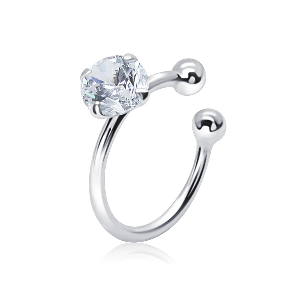 Solitaire CZ Ball-End Ear Cuff EC-1475