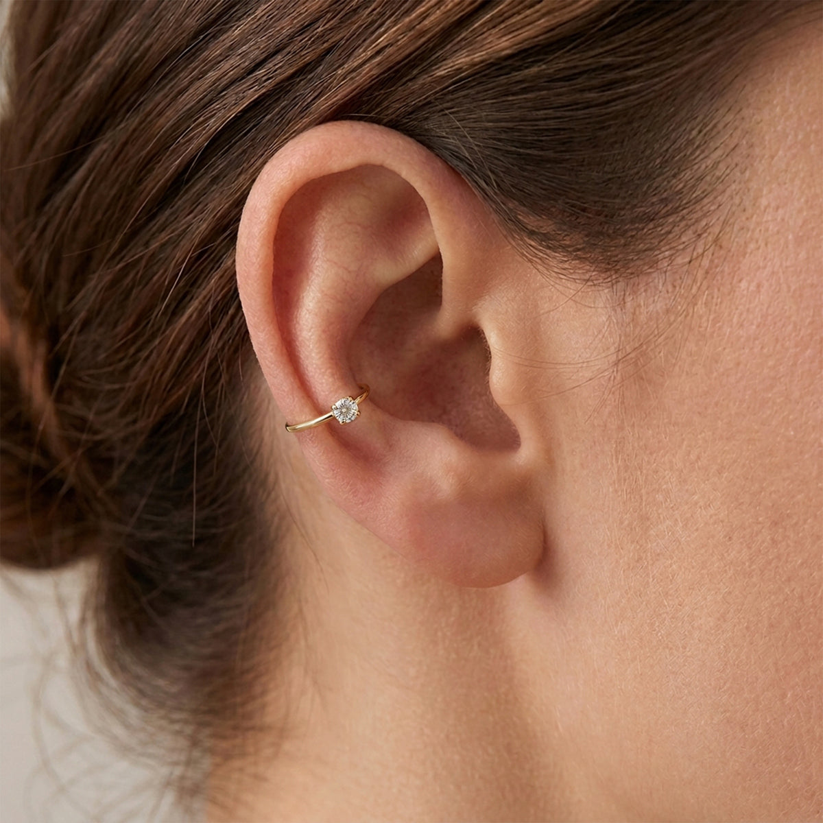 Solitaire CZ Ball-End Ear Cuff EC-1475