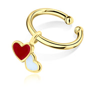 Double Heart Enamel Ear Cuff Charms EC-428