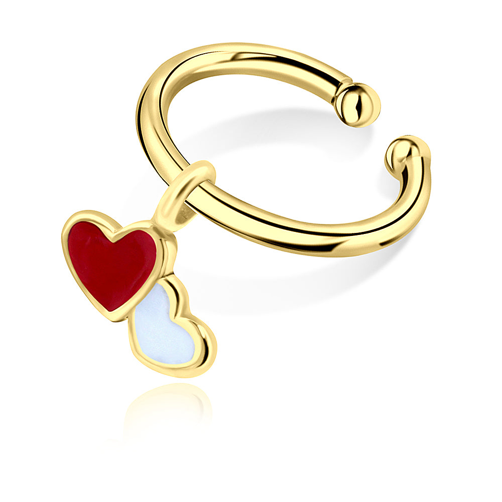 Double Heart Enamel Ear Cuff Charms EC-428
