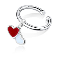 Double Heart Enamel Ear Cuff Charms EC-428