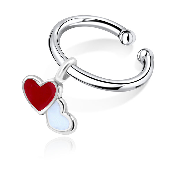 Double Heart Enamel Ear Cuff Charms EC-428