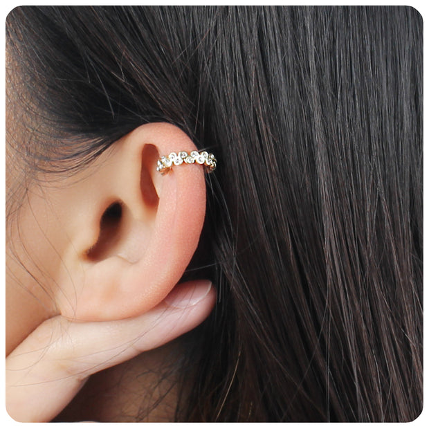 Bezel Rhinestone Bubble Ear Cuff EC-770