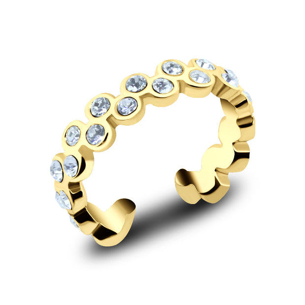 Bezel Rhinestone Bubble Ear Cuff EC-770