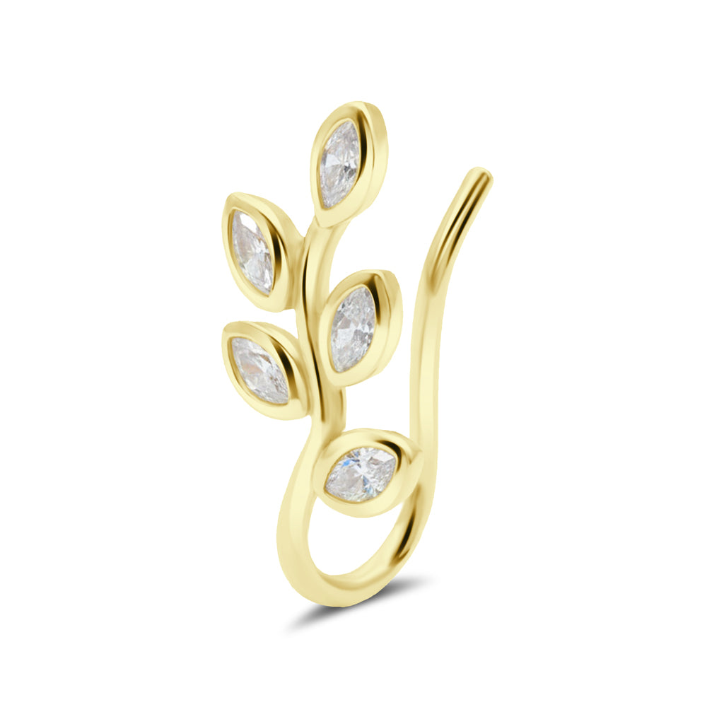 Unique Floral Inspired Ear Clip with Cz Stones ECH-258