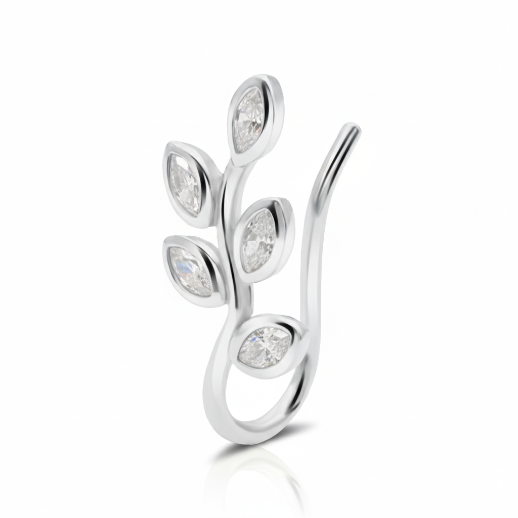 Unique Floral Inspired Ear Clip with Cz Stones ECH-258