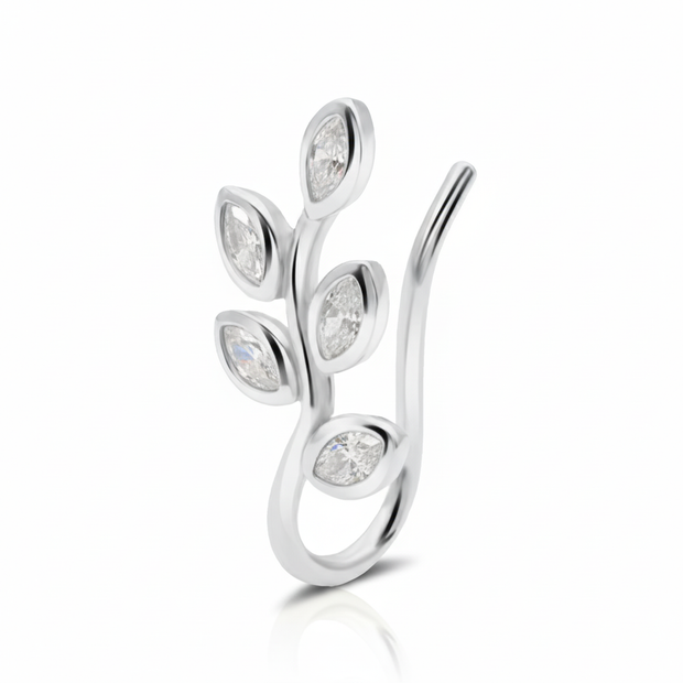 Unique Floral Inspired Ear Clip with Cz Stones ECH-258