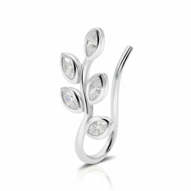 Unique Floral Inspired Ear Clip with Cz Stones ECH-258