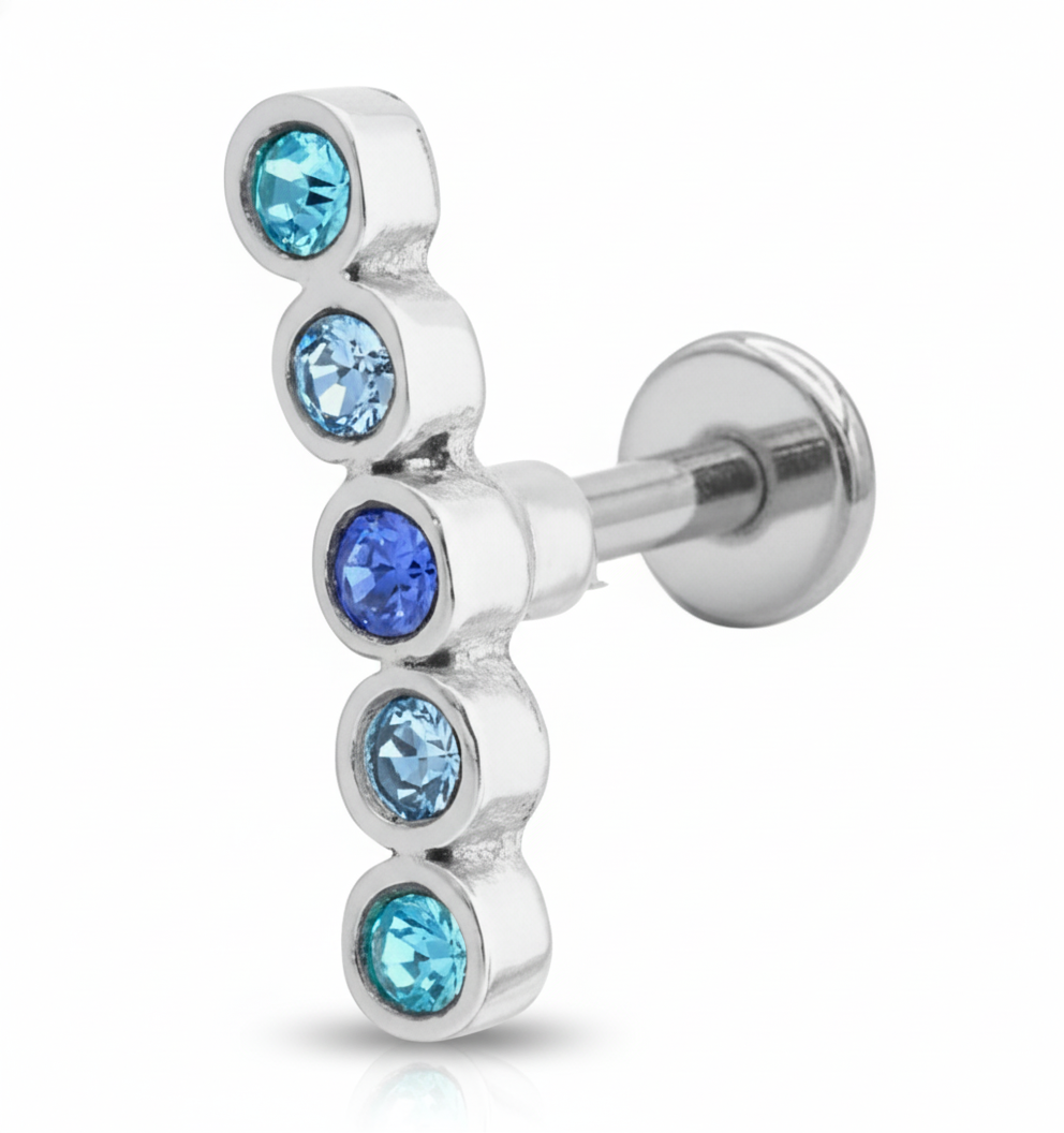 Blue Gradient Crystal Curved Barbell EFB-18