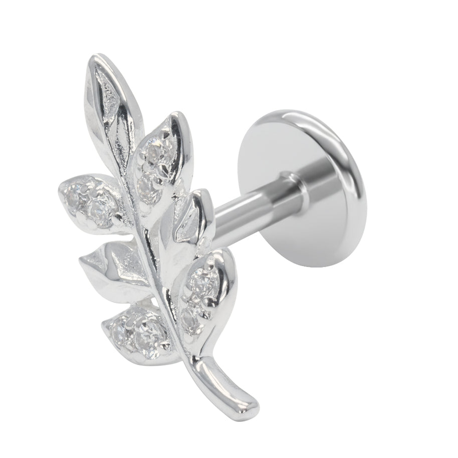 Leaf with CZ Flat Back Earring EFB-2867