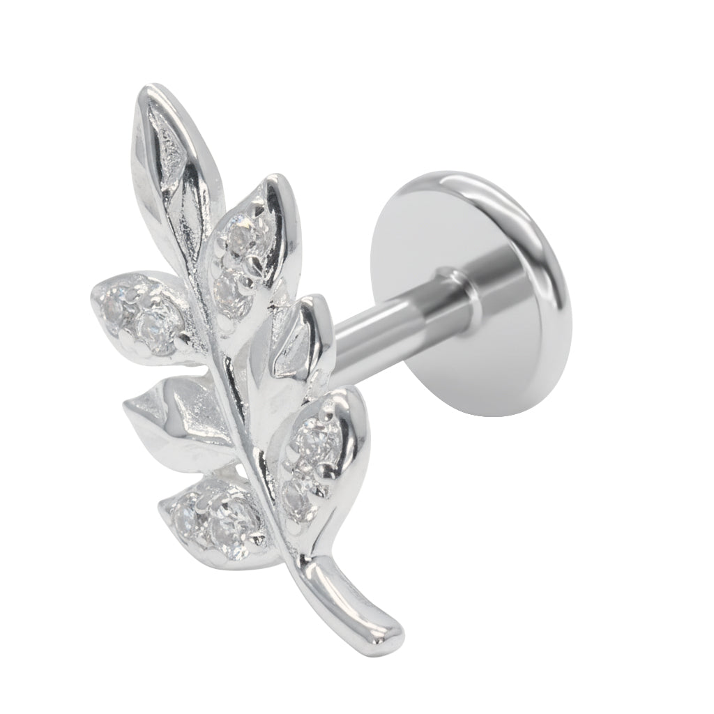 Leaf with CZ Flat Back Earring EFB-2867