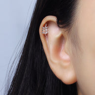 Leaf with CZ Flat Back Earring EFB-2867