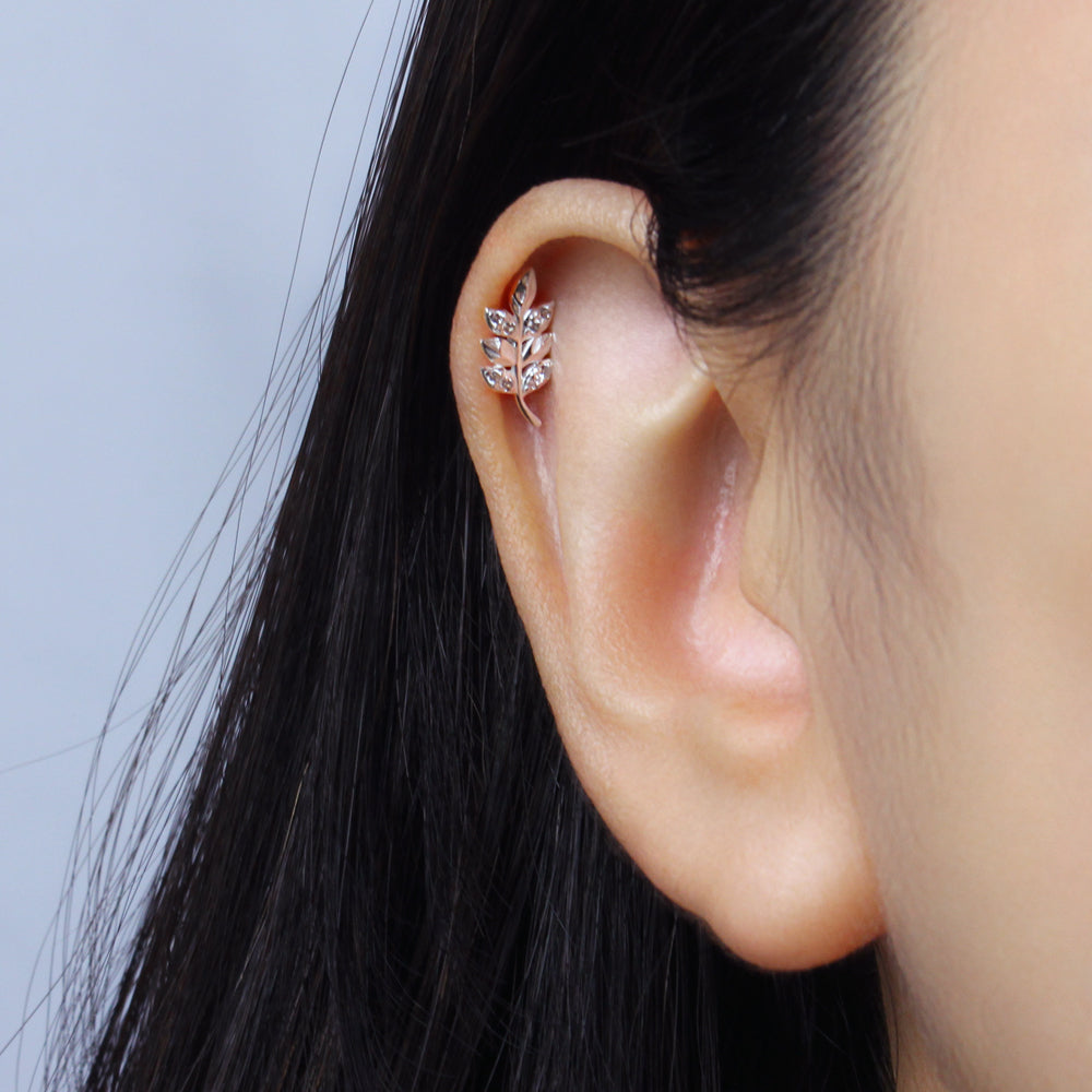 Leaf with CZ Flat Back Earring EFB-2867