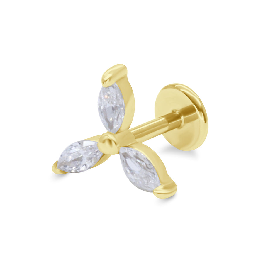 Tri-Marquise CZ Flat Back Earring EFB-3214