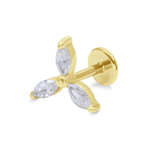 Tri-Marquise CZ Flat Back Earring EFB-3214