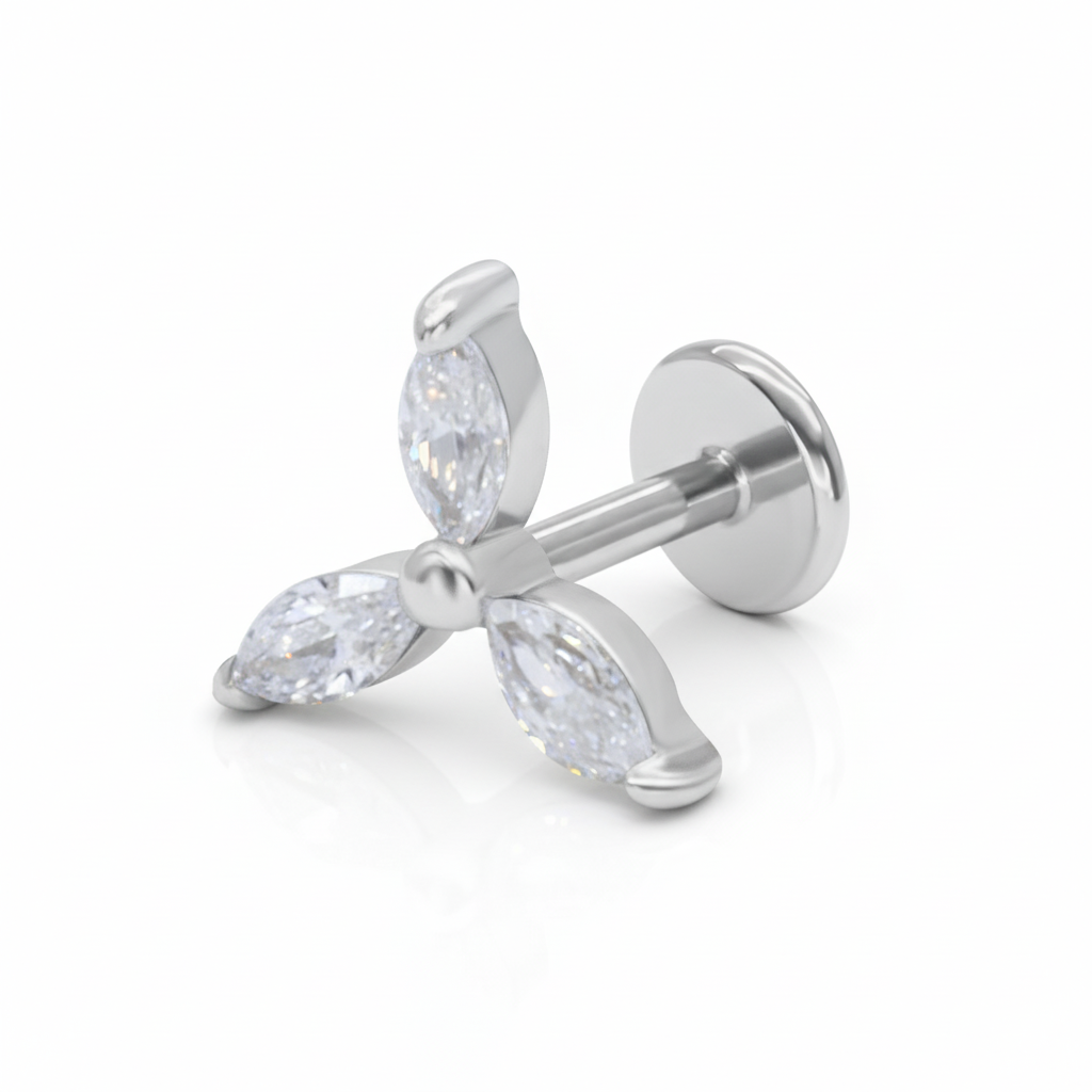 Tri-Marquise CZ Flat Back Earring EFB-3214