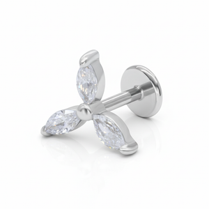 Tri-Marquise CZ Flat Back Earring EFB-3214