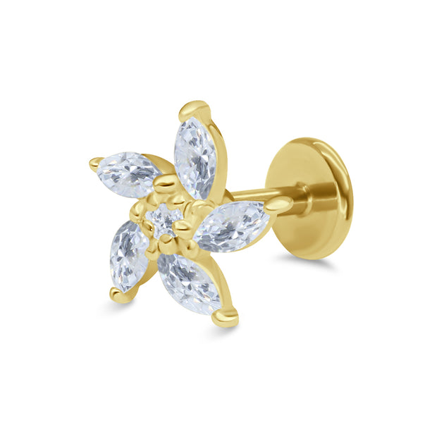 Marquise CZ Flower Barbell Stud EFB-3640