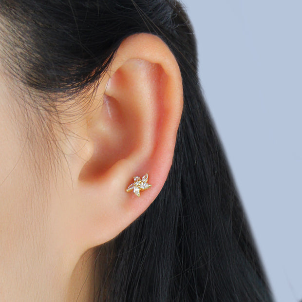 Marquise CZ Flower Barbell Stud EFB-3640
