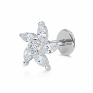 Marquise CZ Flower Barbell Stud EFB-3640