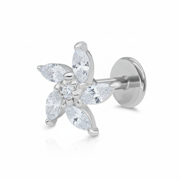 Marquise CZ Flower Barbell Stud EFB-3640