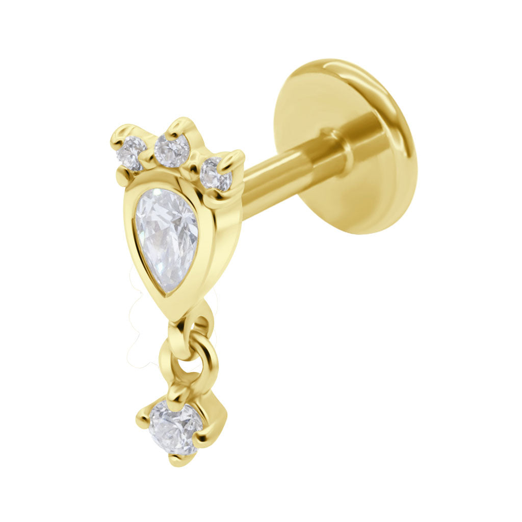 Crown Pear CZ Dangle Helix Ear EFB-3701