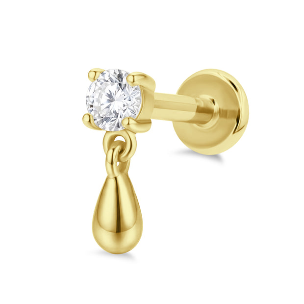 Crystal Teardrop Flat Back Piercing EFB-3789