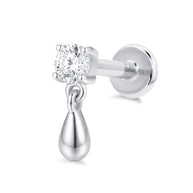 Crystal Teardrop Flat Back Piercing EFB-3789
