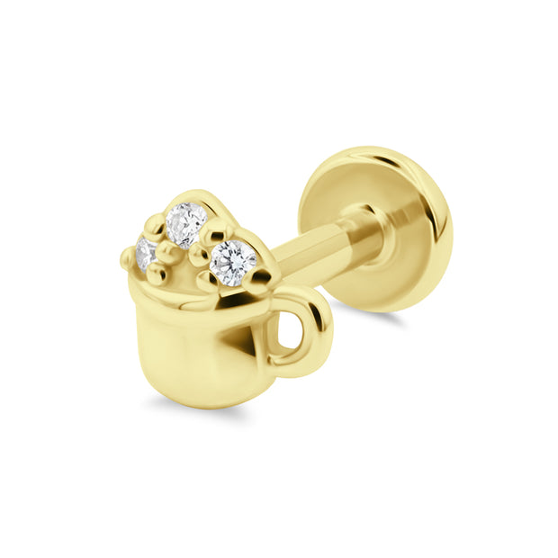 Coffee Cup Flat Back Piercing EFB-4004