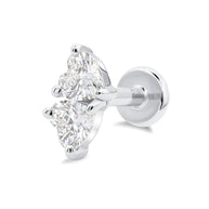 Double Heart Crystal Flat Back Piercing EFB-4012