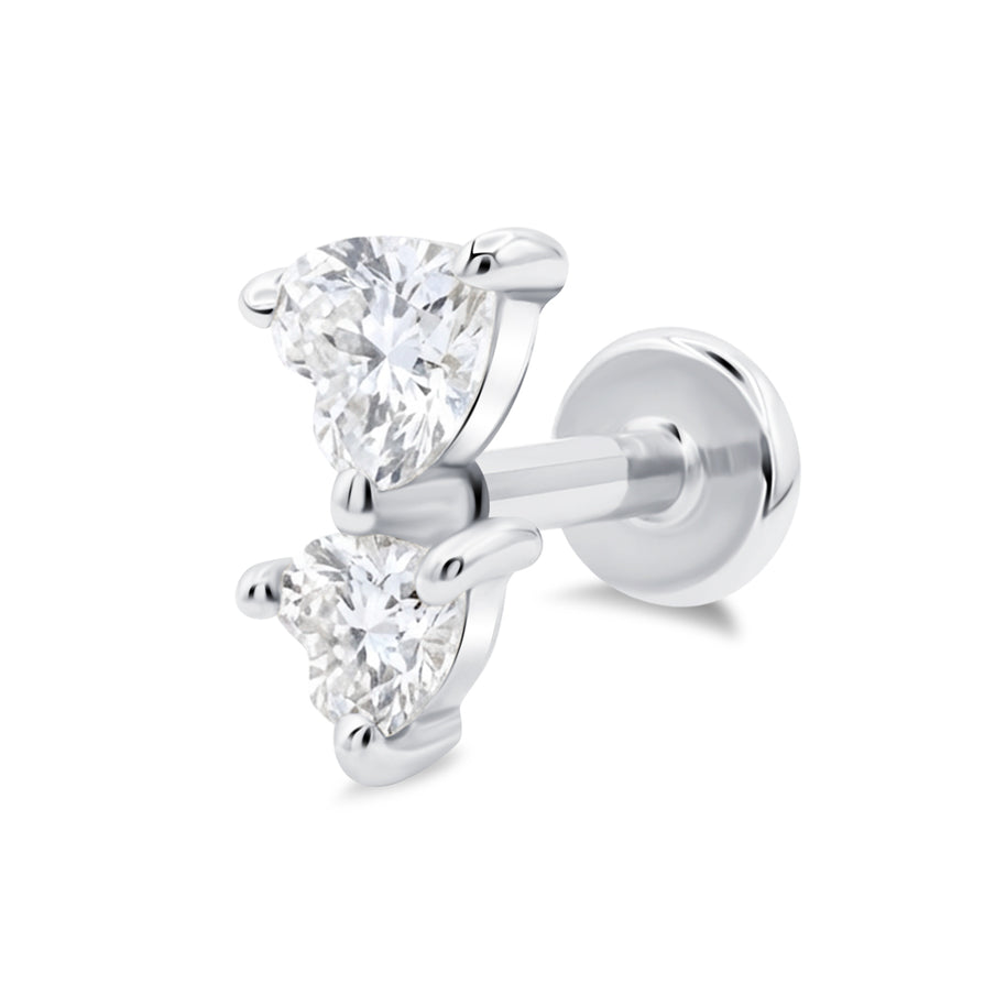 Double Heart Crystal Flat Back Piercing EFB-4013