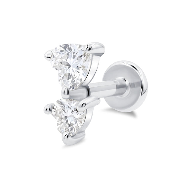 Double Heart Crystal Flat Back Piercing EFB-4013