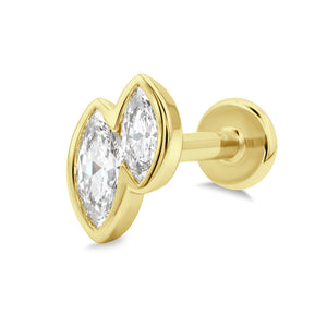 Double Marquise CZ Flat Back Piercing EFB-4017