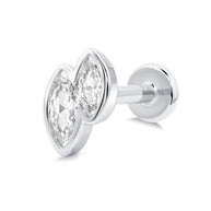 Double Marquise CZ Flat Back Piercing EFB-4017