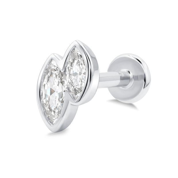 Double Marquise CZ Flat Back Piercing EFB-4017