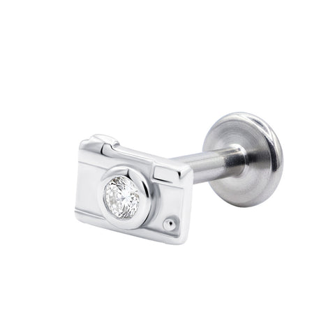 Camera shaped Flat Back Piercing EFB-4020