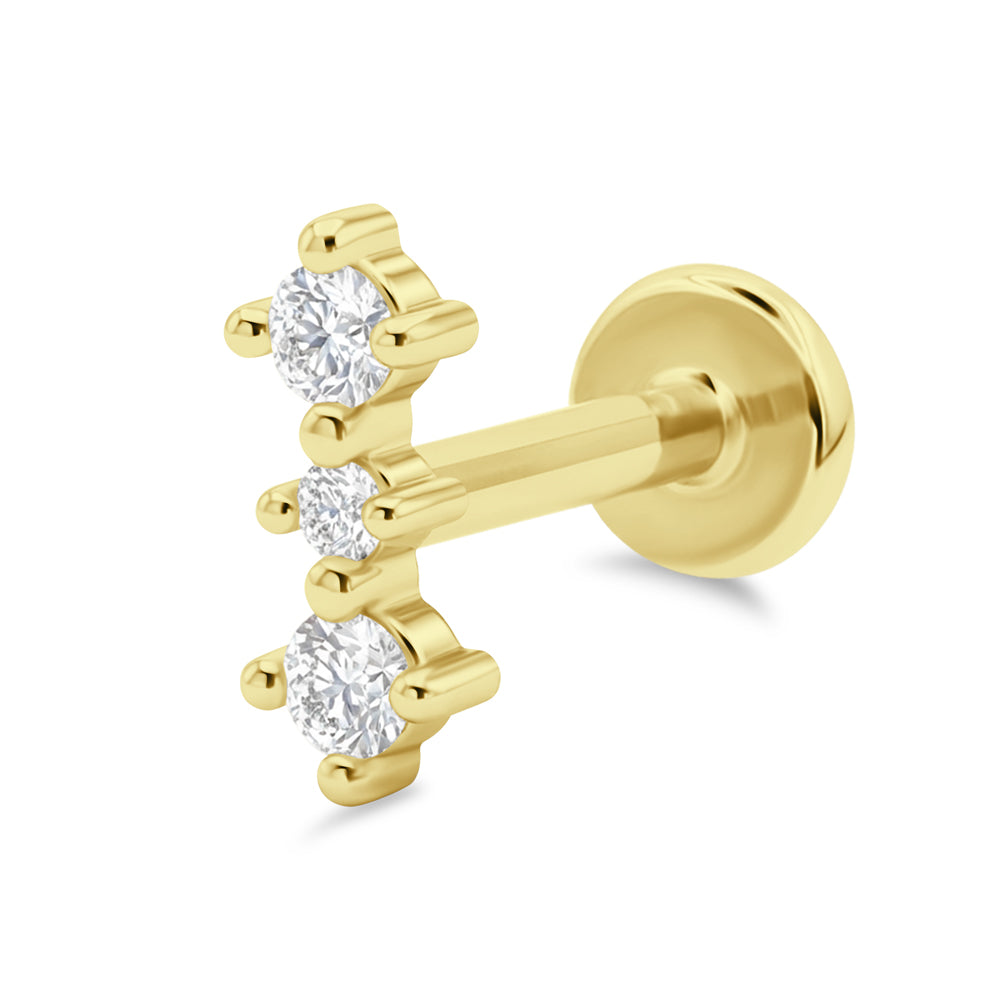 Triple Crystal Flat Back Piercing EFB-4065