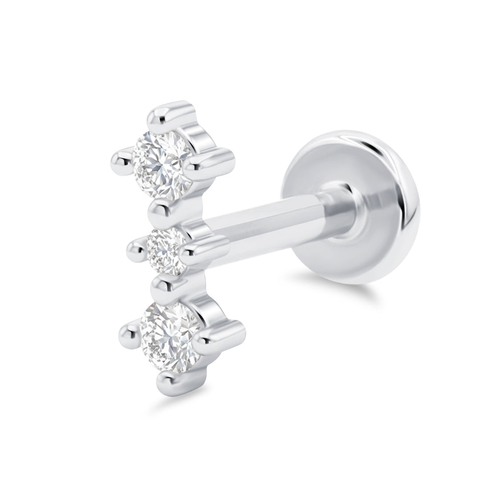 Triple Crystal Flat Back Piercing EFB-4065