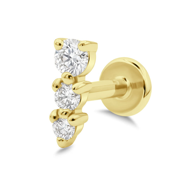 Cute Triple CZ Flat Back Piercing EFB-4067
