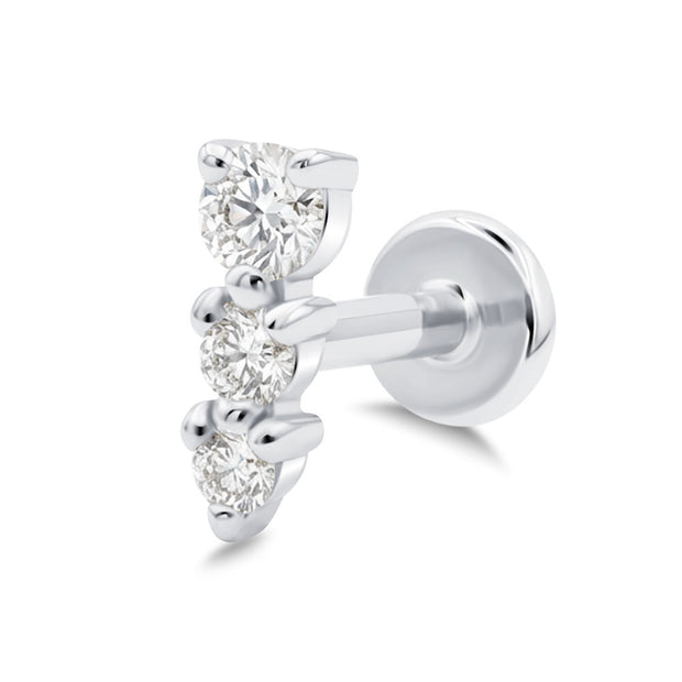 Cute Triple CZ Flat Back Piercing EFB-4067