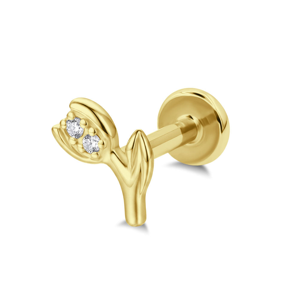Tulip Flower Internally Threaded Flat Back EFB-4072