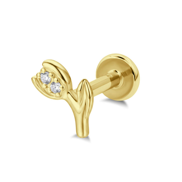 Tulip Flower Internally Threaded Flat Back EFB-4072