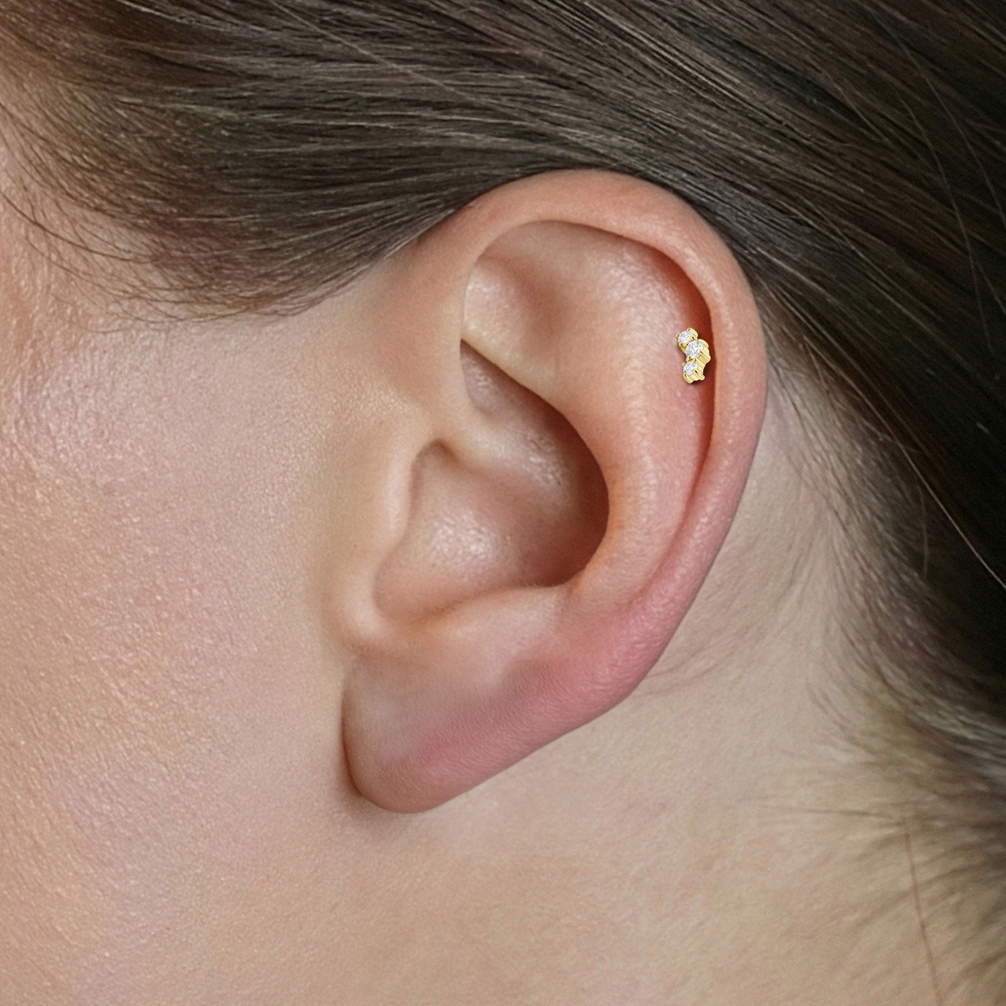 Three-Stone Flat Back Piercing EFB-4089