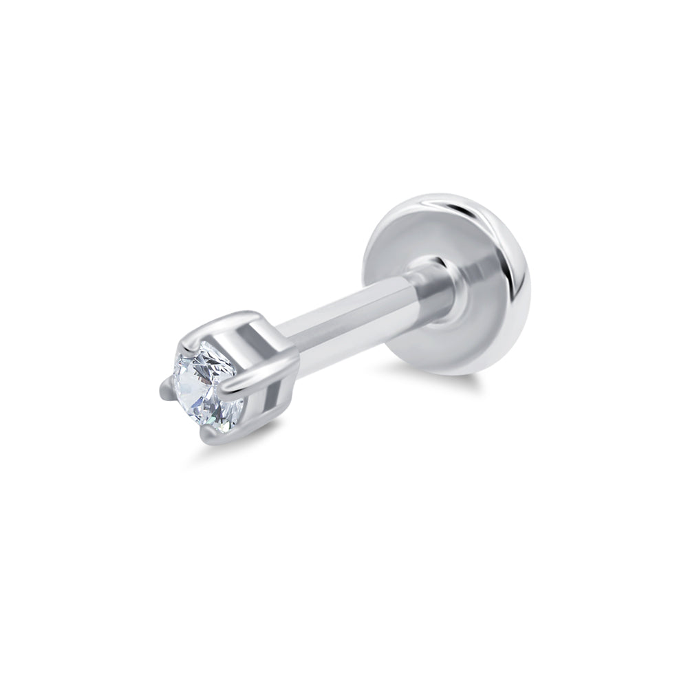 Four Prongs Lab Diamond Flat Back Piercing EFB-4095