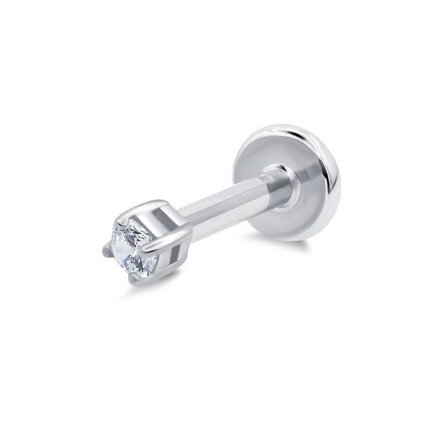 Four Prongs Lab Diamond Flat Back Piercing EFB-4095