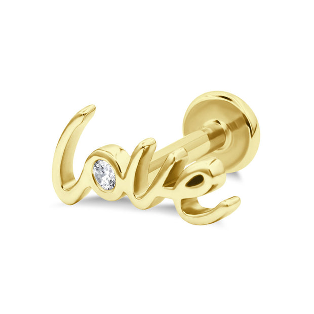 CZ Heart Love Flat Back Labret EFB-4107