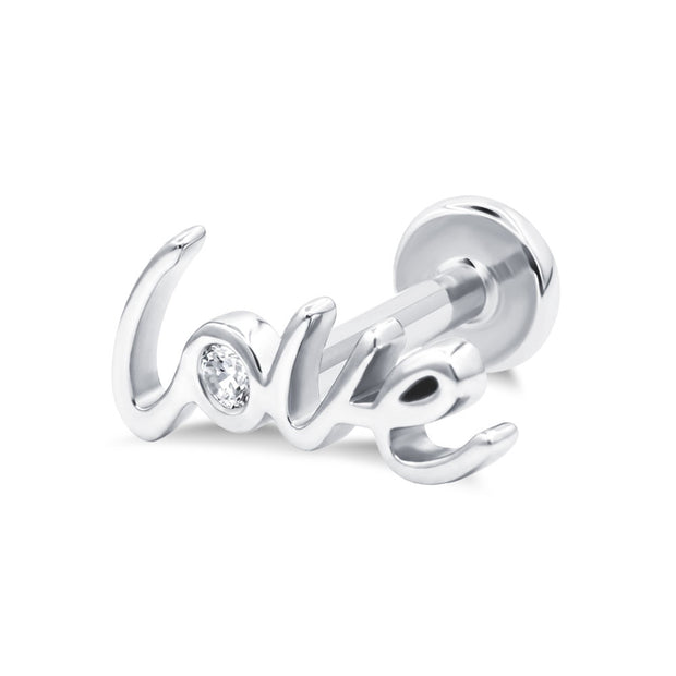 CZ Heart Love Flat Back Labret EFB-4107