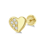 Sparkling Heart Flat Back Piercing EFB-4123